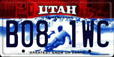 UT license plate B081WC