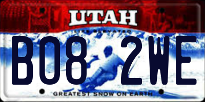 UT license plate B082WE