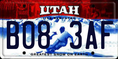 UT license plate B083AF