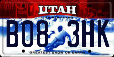 UT license plate B083HK