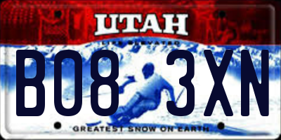 UT license plate B083XN