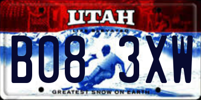UT license plate B083XW