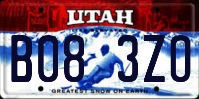 UT license plate B083ZO