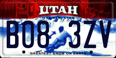 UT license plate B083ZV