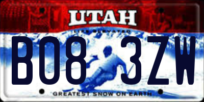 UT license plate B083ZW