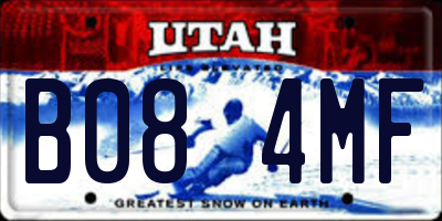 UT license plate B084MF