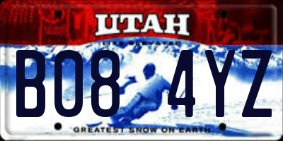 UT license plate B084YZ