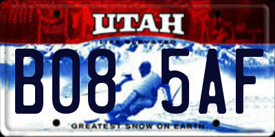 UT license plate B085AF