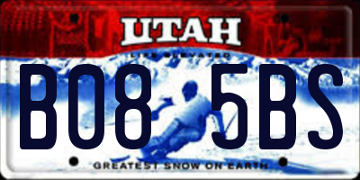 UT license plate B085BS