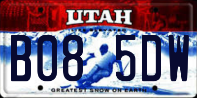 UT license plate B085DW
