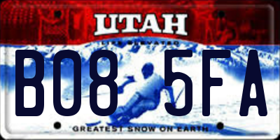 UT license plate B085FA