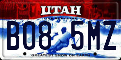 UT license plate B085MZ