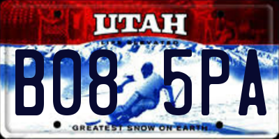 UT license plate B085PA