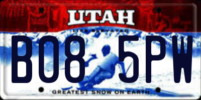 UT license plate B085PW