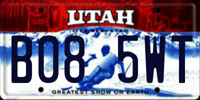 UT license plate B085WT