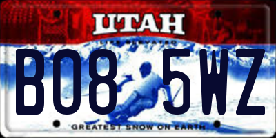 UT license plate B085WZ