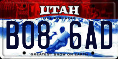 UT license plate B086AD