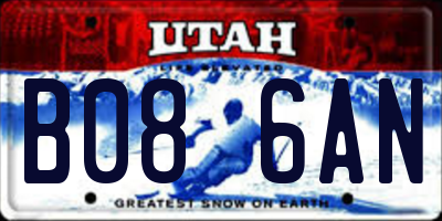 UT license plate B086AN