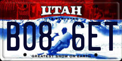 UT license plate B086ET