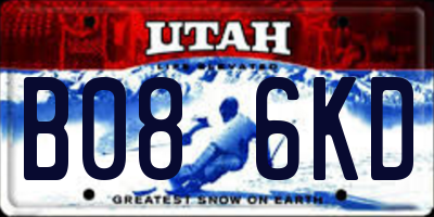 UT license plate B086KD