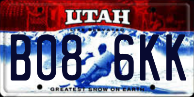 UT license plate B086KK