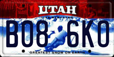 UT license plate B086KO