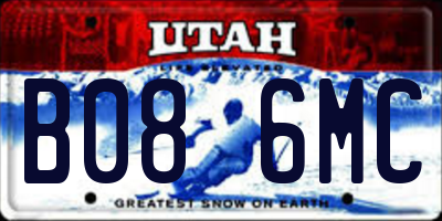 UT license plate B086MC
