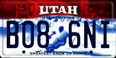 UT license plate B086NI