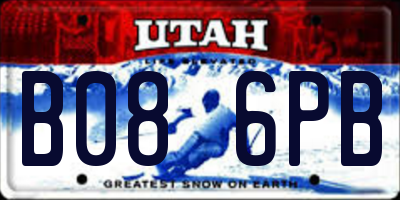 UT license plate B086PB