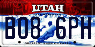 UT license plate B086PH