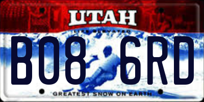 UT license plate B086RD