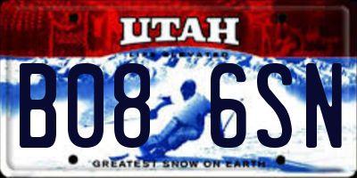 UT license plate B086SN