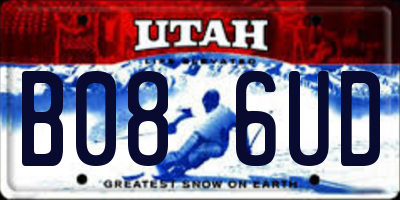 UT license plate B086UD