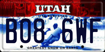 UT license plate B086WF