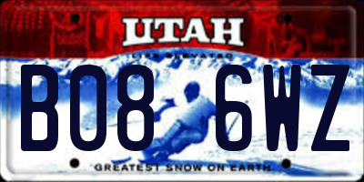 UT license plate B086WZ