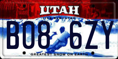 UT license plate B086ZY