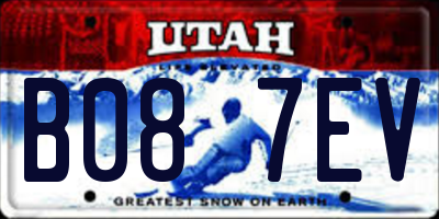 UT license plate B087EV