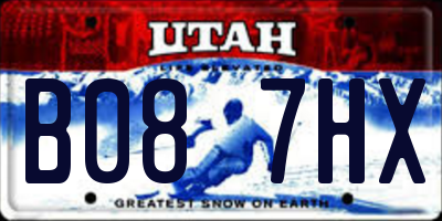 UT license plate B087HX