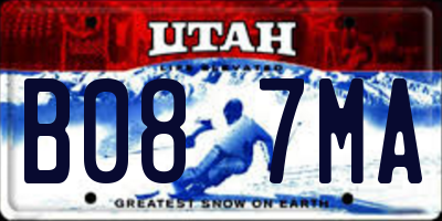 UT license plate B087MA
