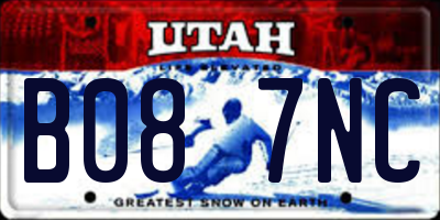 UT license plate B087NC