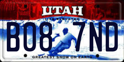 UT license plate B087ND