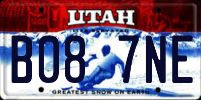 UT license plate B087NE