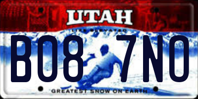 UT license plate B087NO