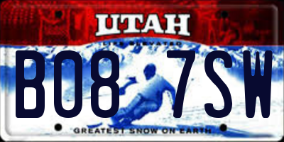 UT license plate B087SW