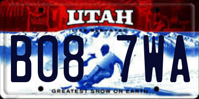 UT license plate B087WA