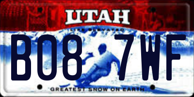 UT license plate B087WF