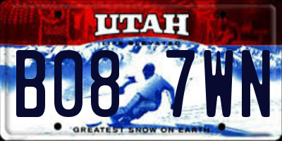 UT license plate B087WN