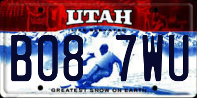 UT license plate B087WU