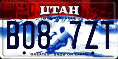 UT license plate B087ZT