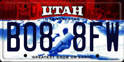 UT license plate B088FW